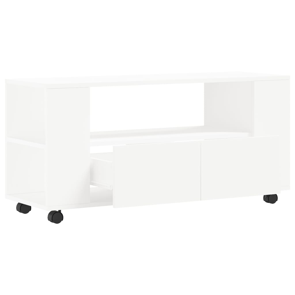 Modern Wooden 40 Inch TV Tele Stand Unit Cabinet With Storage & Wheels