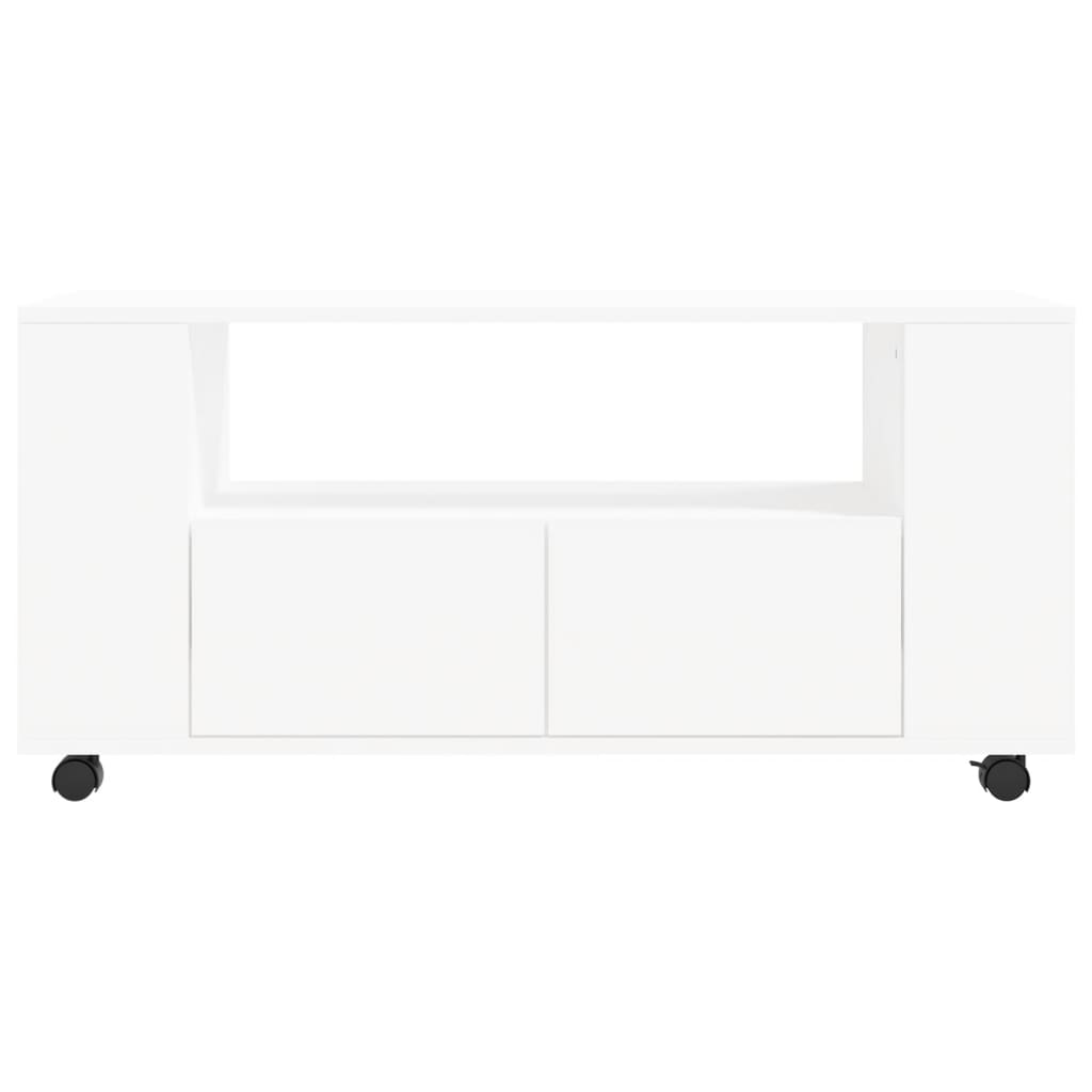 Modern Wooden 40 Inch TV Tele Stand Unit Cabinet With Storage & Wheels