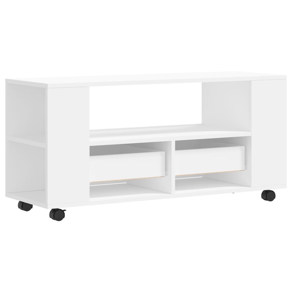Modern Wooden 40 Inch TV Tele Stand Unit Cabinet With Storage & Wheels