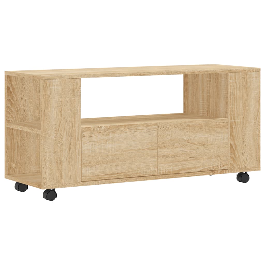 Modern Wooden 40 Inch TV Tele Stand Unit Cabinet With Storage & Wheels