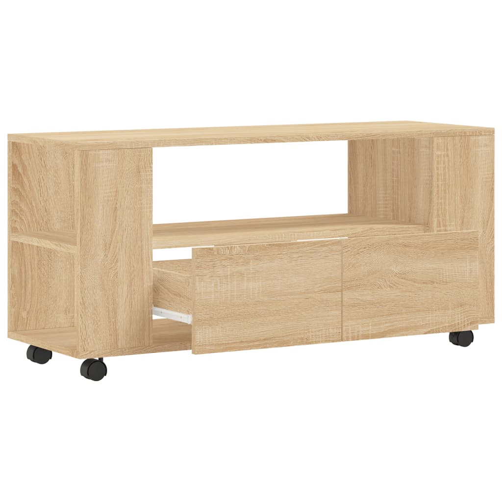 Modern Wooden 40 Inch TV Tele Stand Unit Cabinet With Storage & Wheels