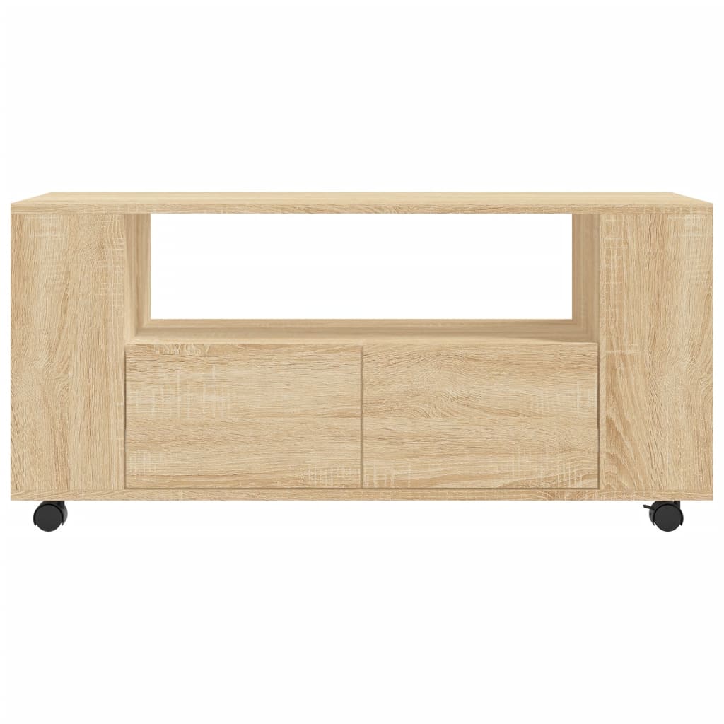 Modern Wooden 40 Inch TV Tele Stand Unit Cabinet With Storage & Wheels