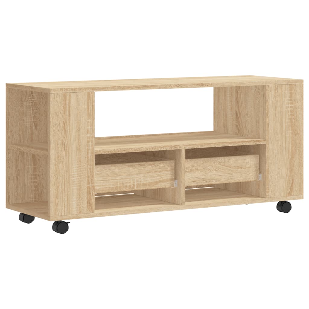 Modern Wooden 40 Inch TV Tele Stand Unit Cabinet With Storage & Wheels