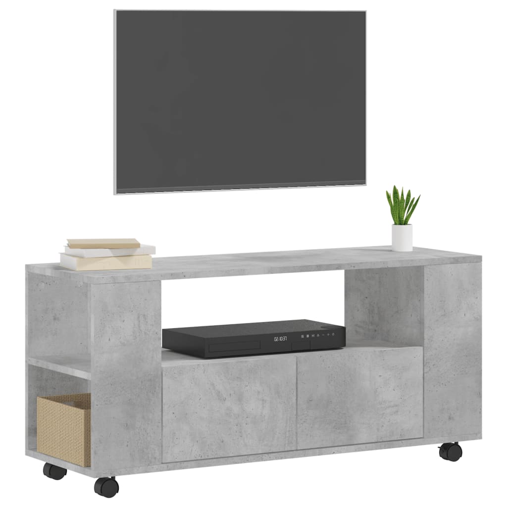 Modern Wooden 40 Inch TV Tele Stand Unit Cabinet With Storage & Wheels
