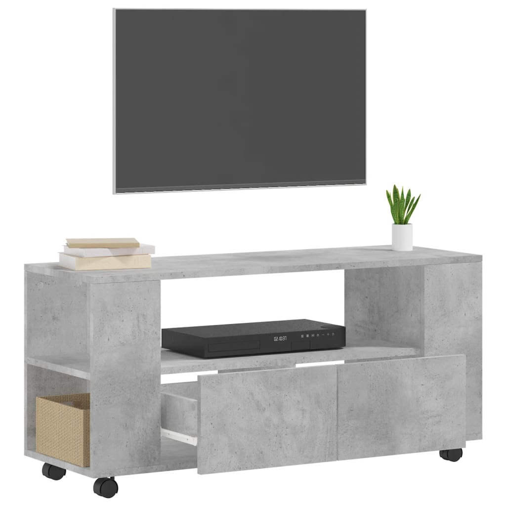 Modern Wooden 40 Inch TV Tele Stand Unit Cabinet With Storage & Wheels