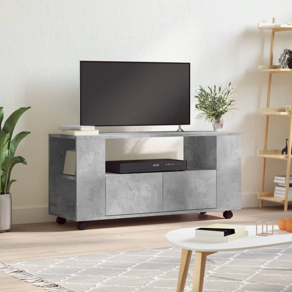 Modern Wooden 40 Inch TV Tele Stand Unit Cabinet With Storage & Wheels