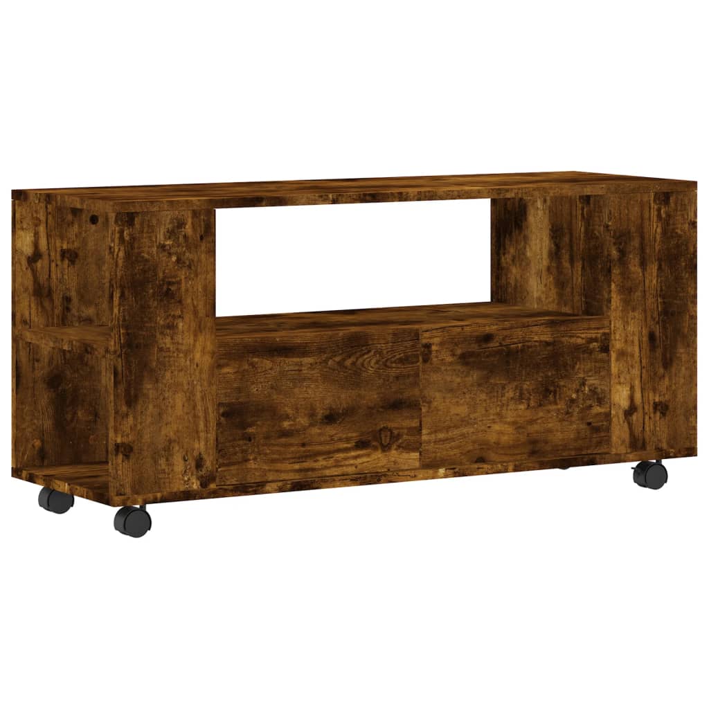Modern Wooden 40 Inch TV Tele Stand Unit Cabinet With Storage & Wheels