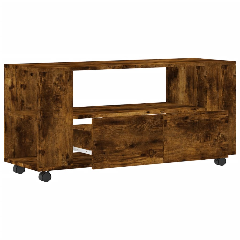 Modern Wooden 40 Inch TV Tele Stand Unit Cabinet With Storage & Wheels