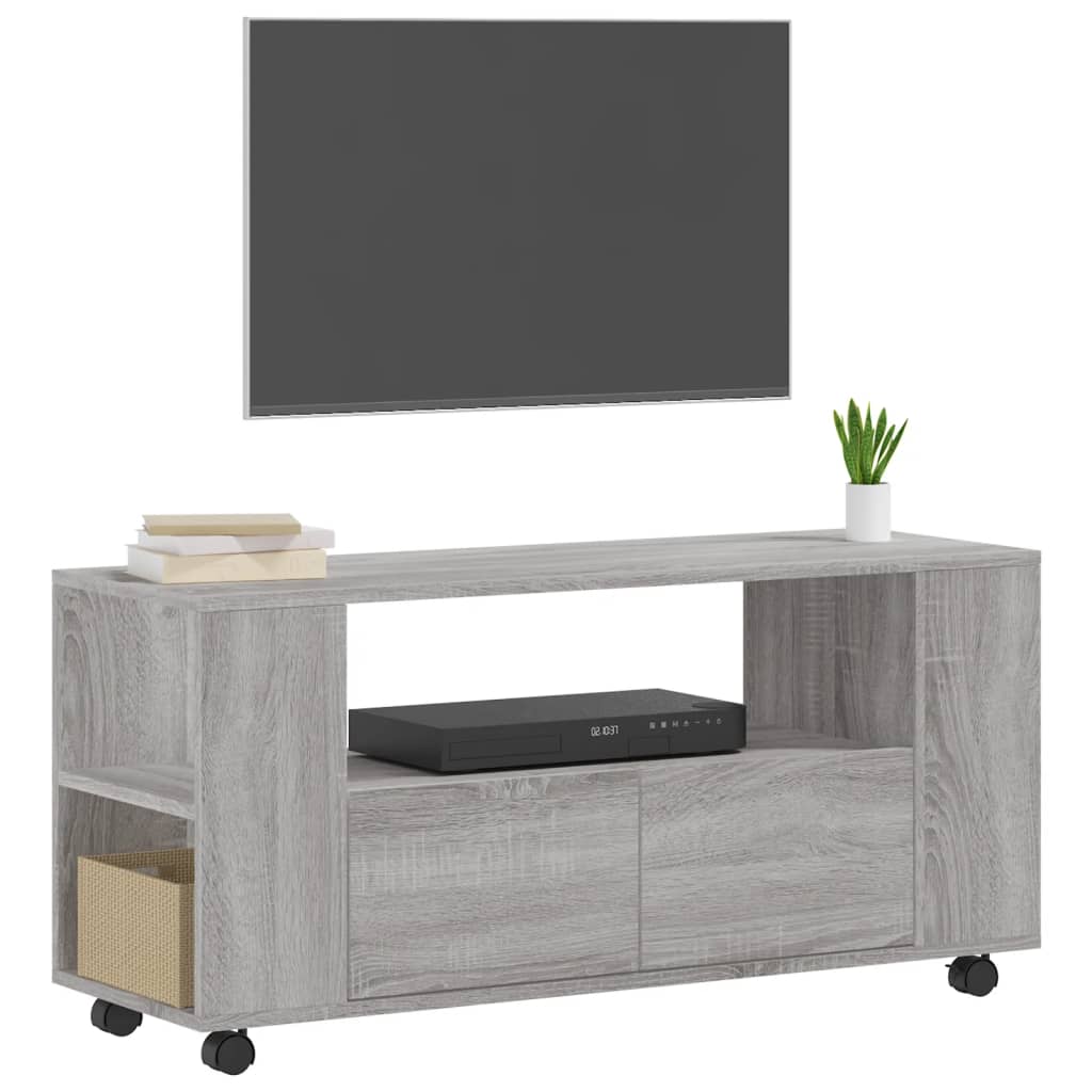 Modern Wooden 40 Inch TV Tele Stand Unit Cabinet With Storage & Wheels