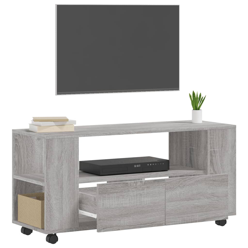Modern Wooden 40 Inch TV Tele Stand Unit Cabinet With Storage & Wheels