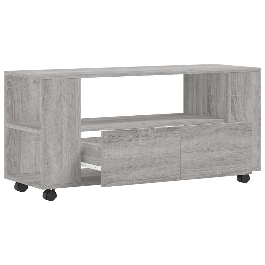 Modern Wooden 40 Inch TV Tele Stand Unit Cabinet With Storage & Wheels