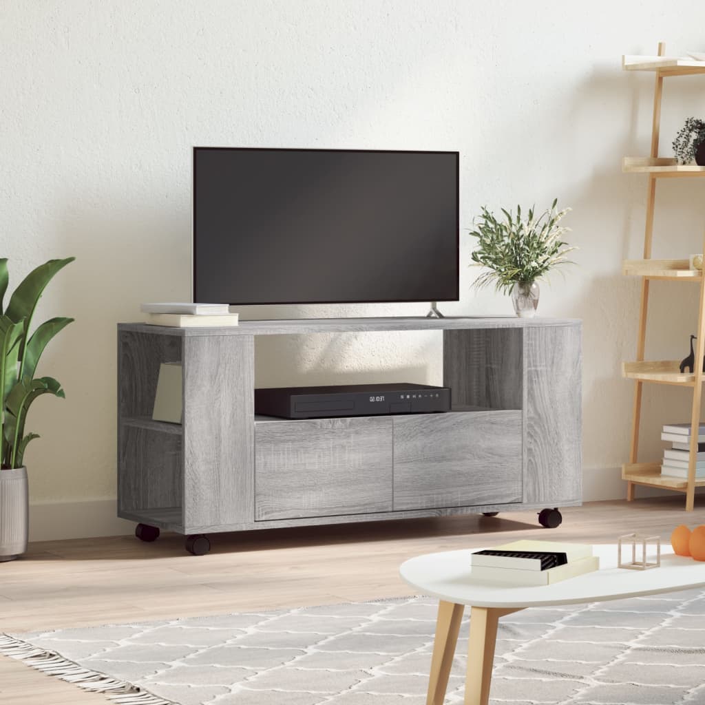 Modern Wooden 40 Inch TV Tele Stand Unit Cabinet With Storage & Wheels