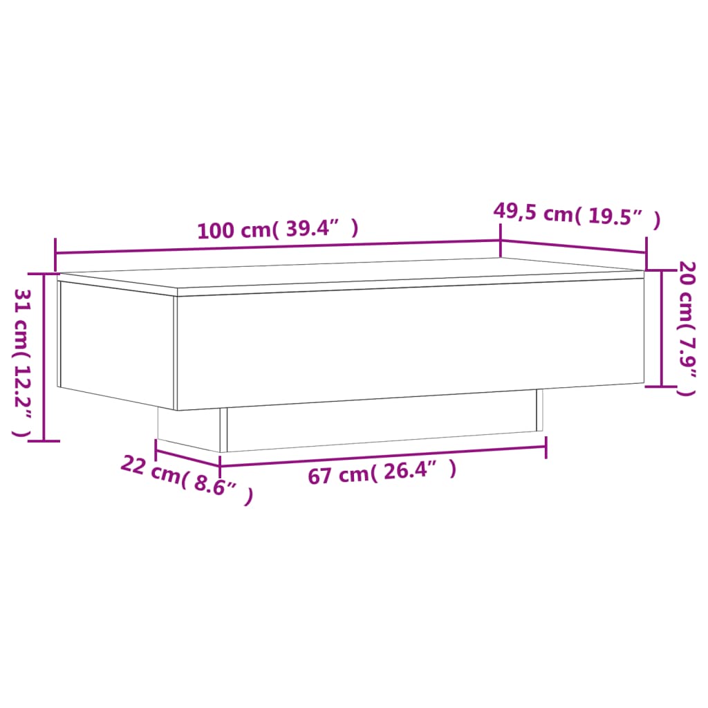 Coffee Table Grey Sonoma 100x49.5x31 cm Engineered Wood