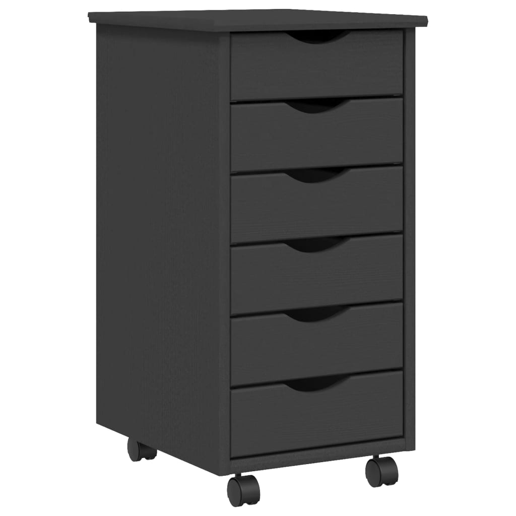 Rolling Cabinet with Drawers MOSS Grey Solid Wood Pine