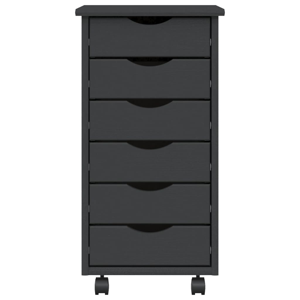 Rolling Cabinet with Drawers MOSS Grey Solid Wood Pine