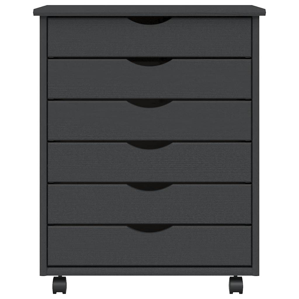 Rolling Cabinet with Drawers MOSS Grey Solid Wood Pine