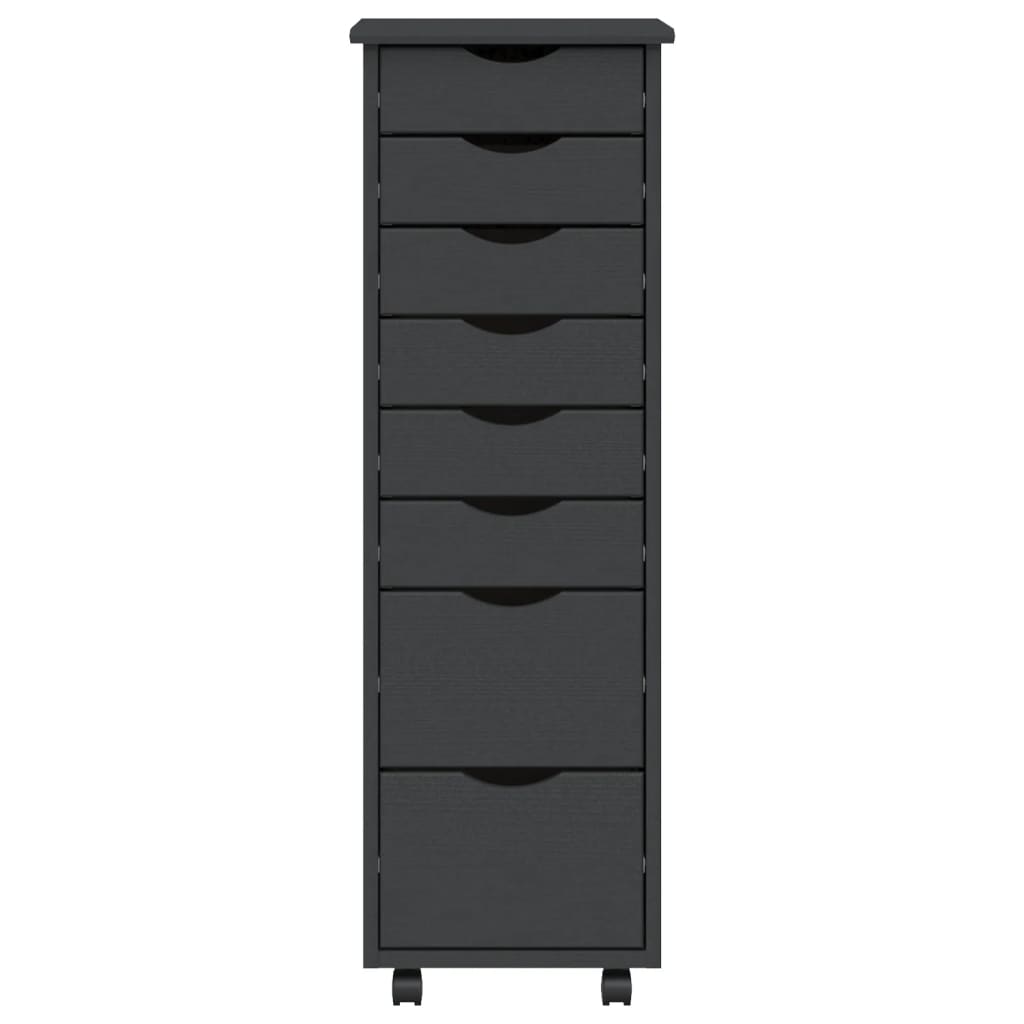 Rolling Cabinet with Drawers MOSS Grey Solid Wood Pine