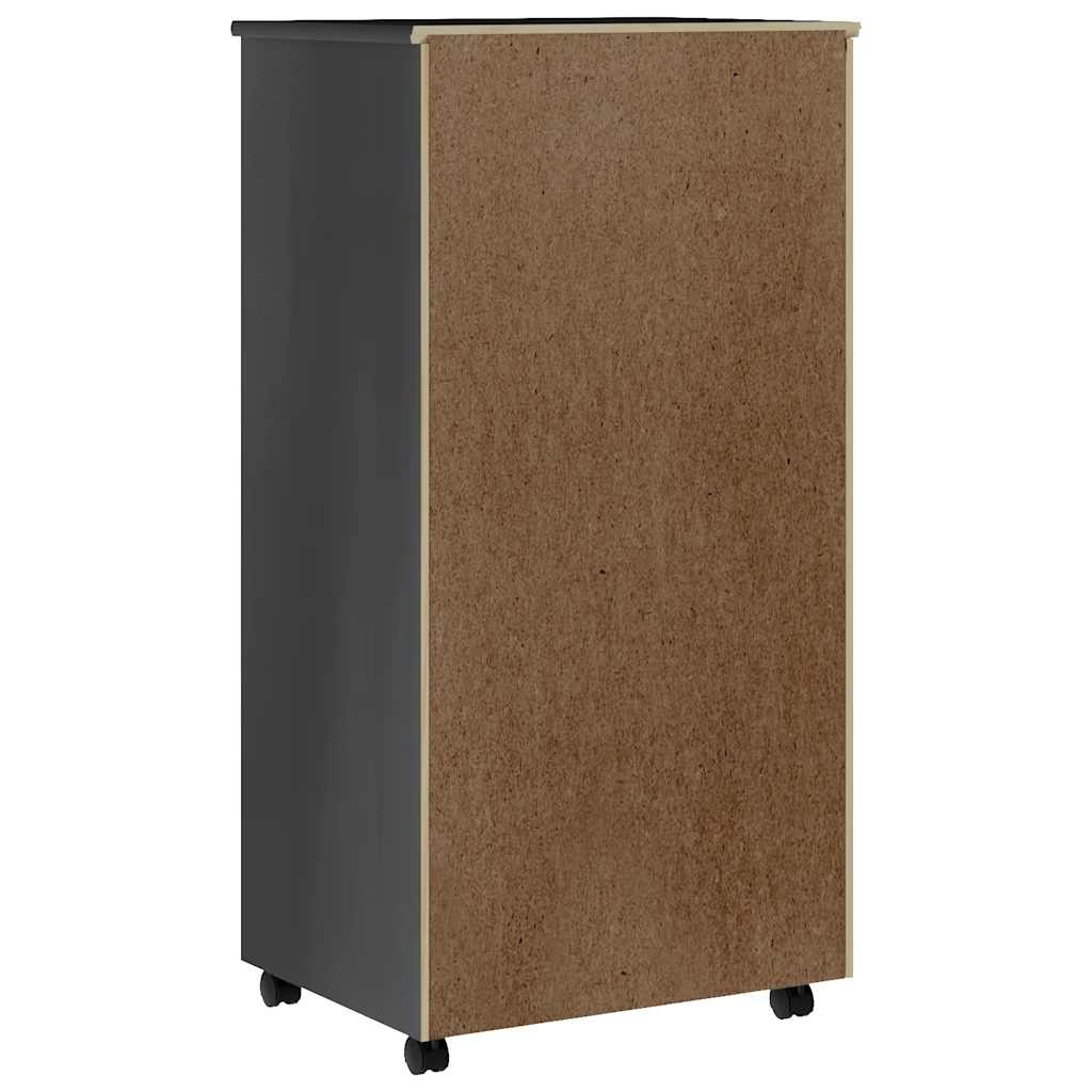 Rolling Cabinet with Drawers MOSS Grey Solid Wood Pine