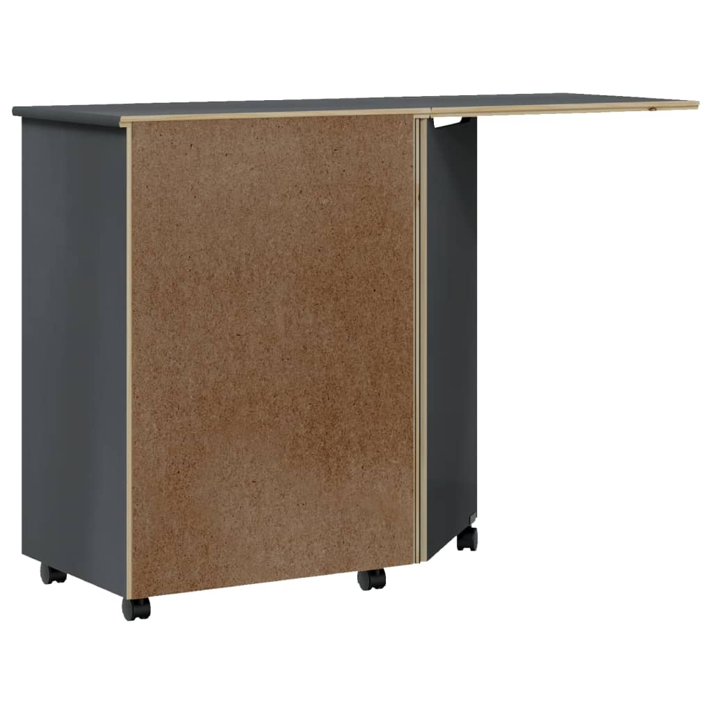 Rolling Cabinet with Desk MOSS Grey Solid Wood Pine
