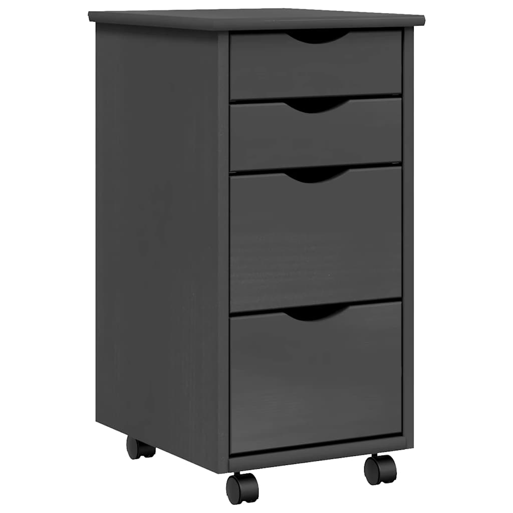 Rolling Cabinet with Drawers MOSS Grey Solid Wood Pine