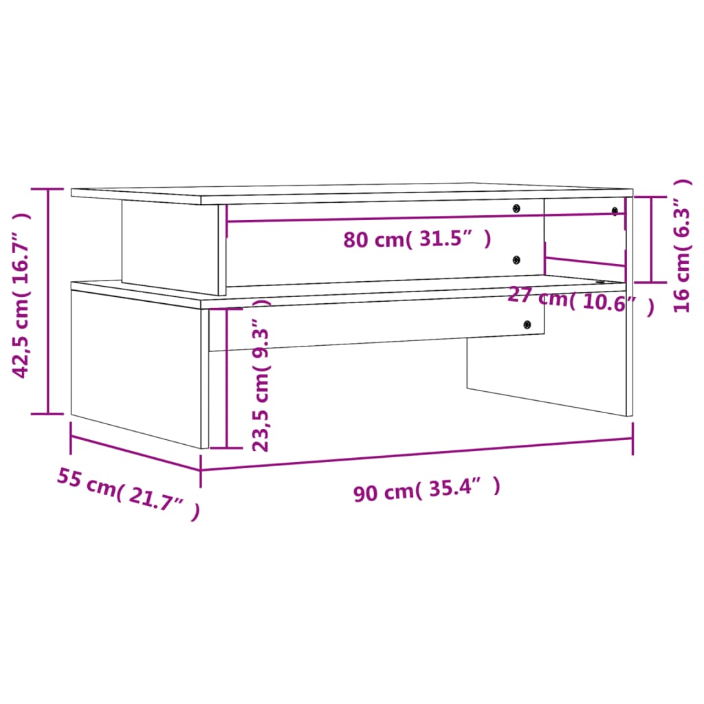 Coffee Table Concrete Grey 90x55x42.5 cm Engineered Wood
