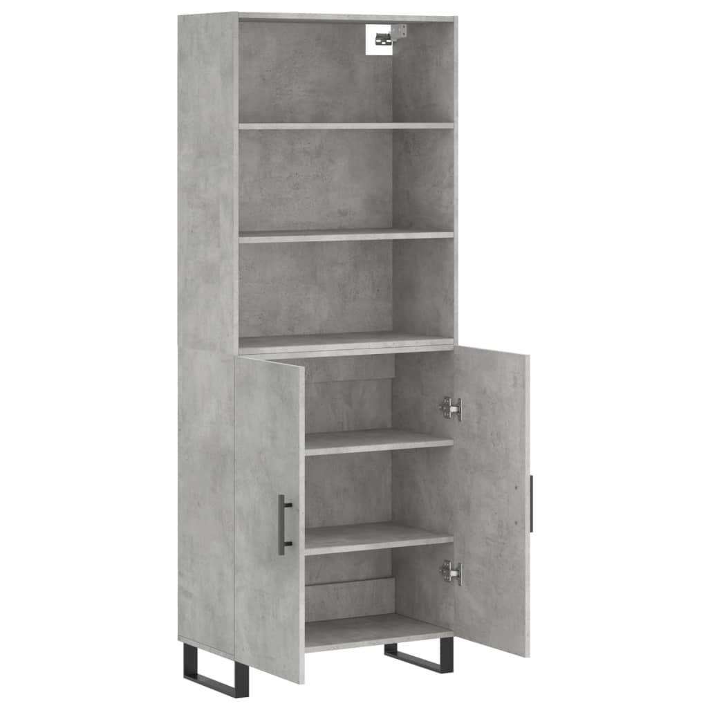 Highboard Concrete Grey 69.5x34x180 cm Engineered Wood