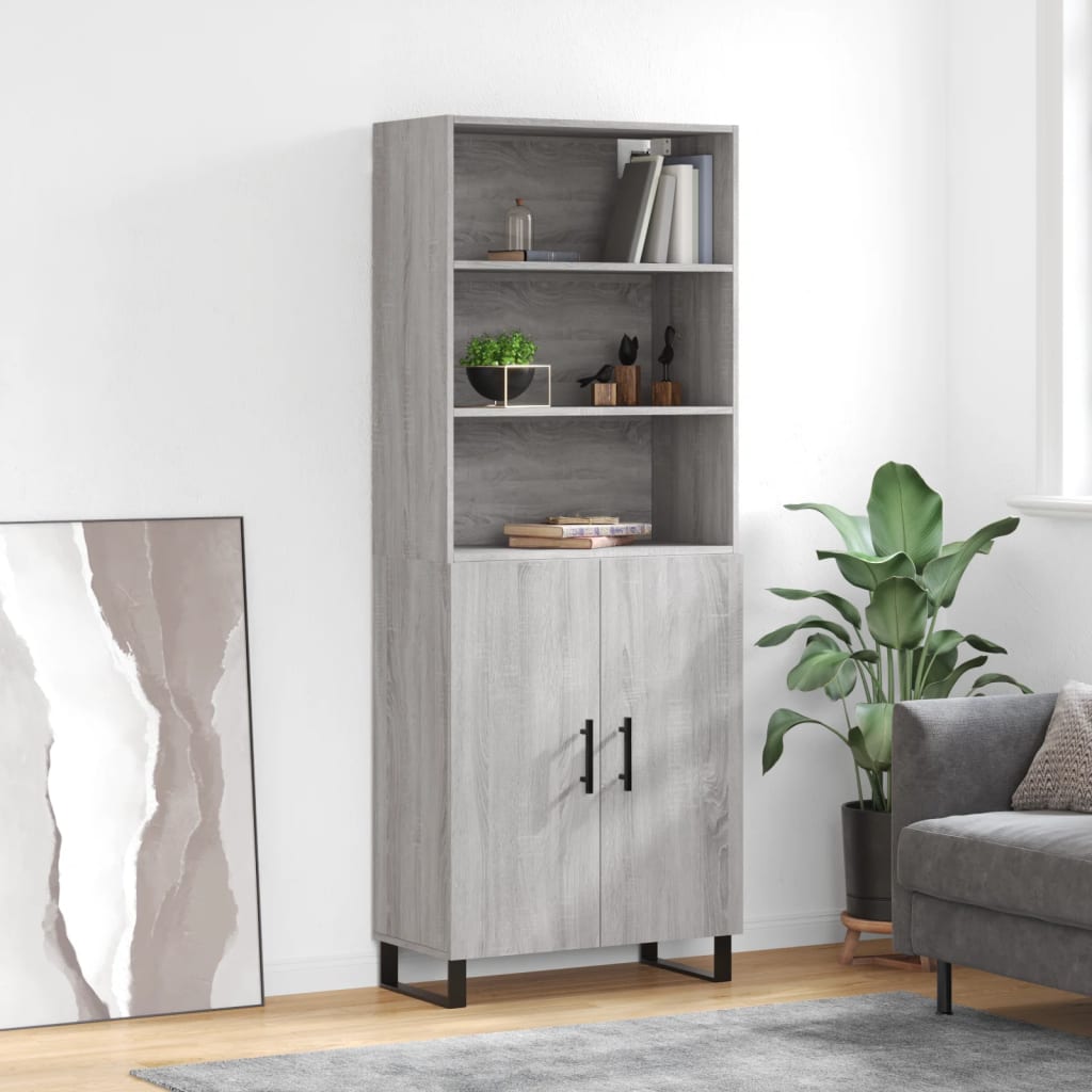Highboard Grey Sonoma 69.5x34x180 cm Engineered Wood