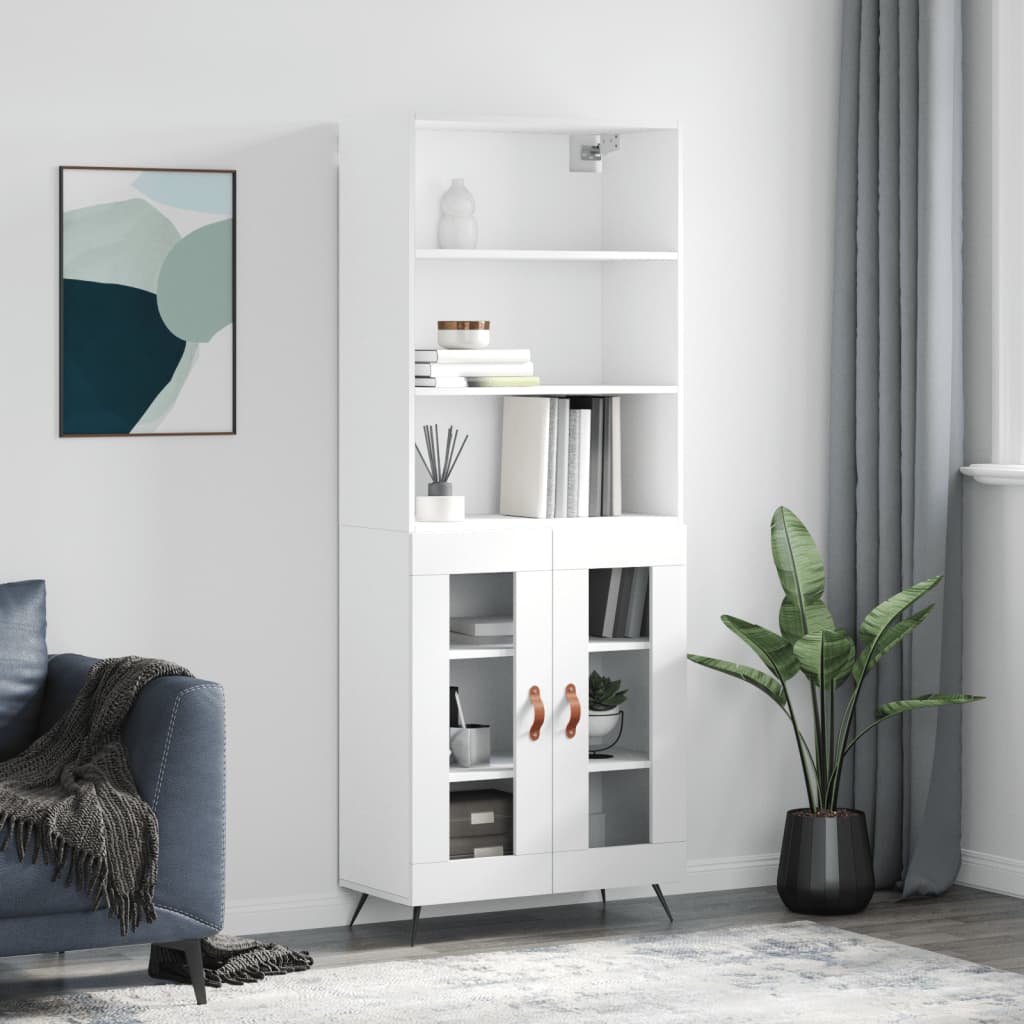 Highboard White 69.5x34x180 cm Engineered Wood
