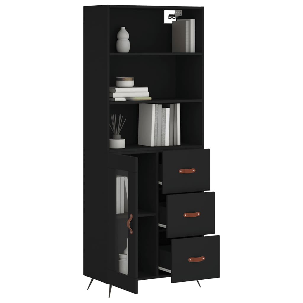 Highboard Black 69.5x34x180 cm Engineered Wood