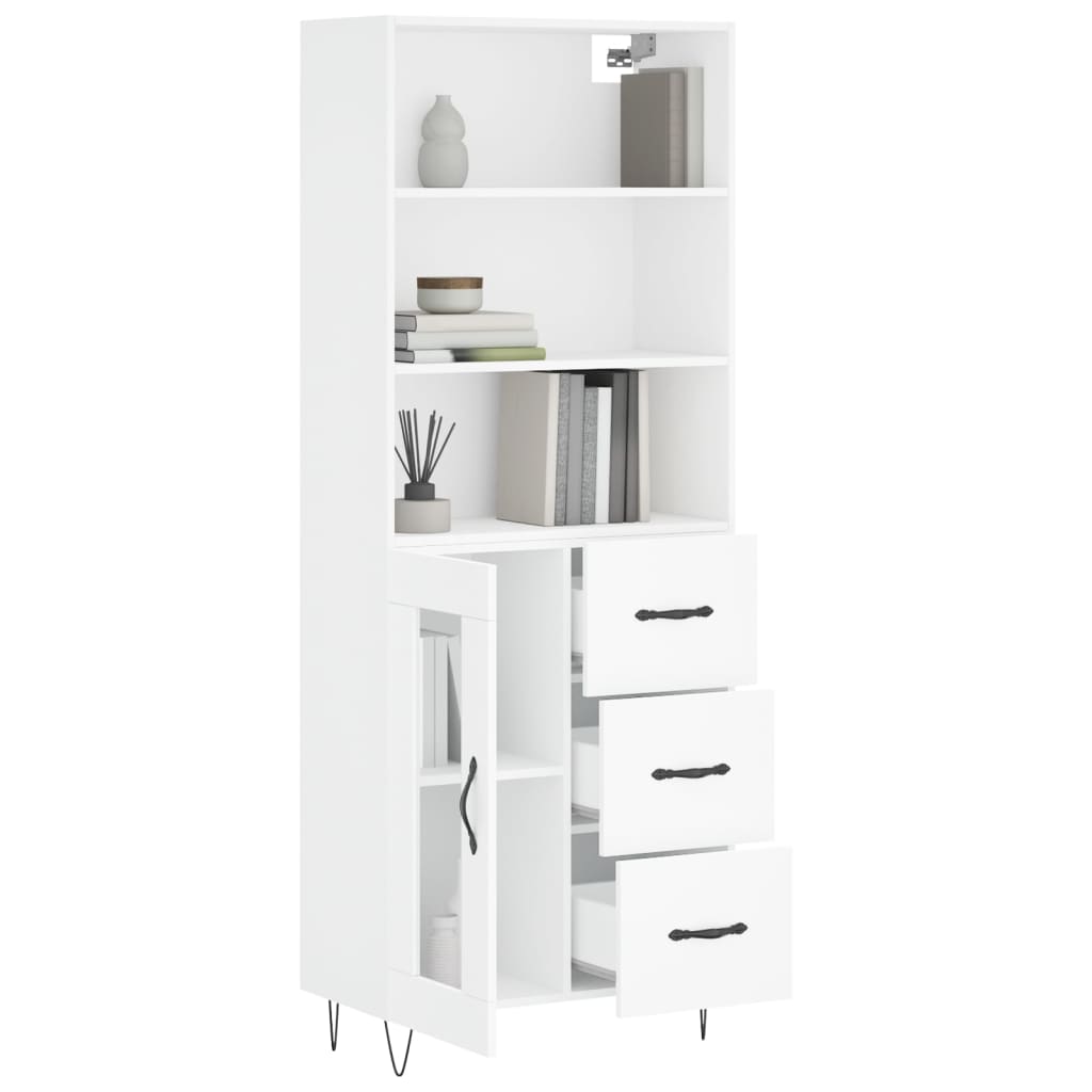 Highboard White 69.5x34x180 cm Engineered Wood