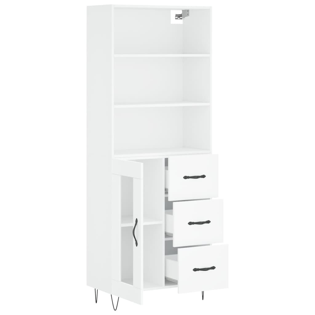 Highboard White 69.5x34x180 cm Engineered Wood