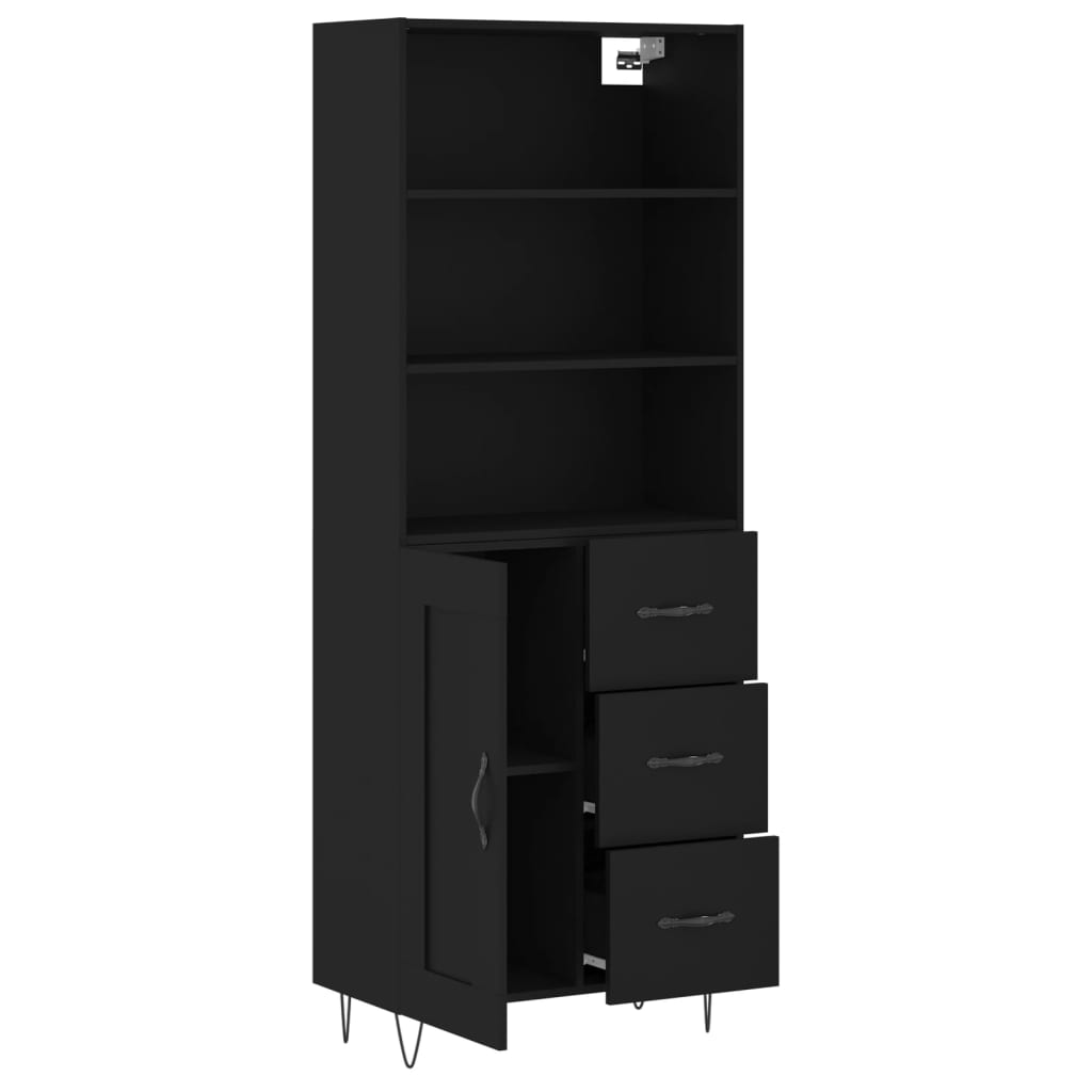 Highboard Black 69.5x34x180 cm Engineered Wood