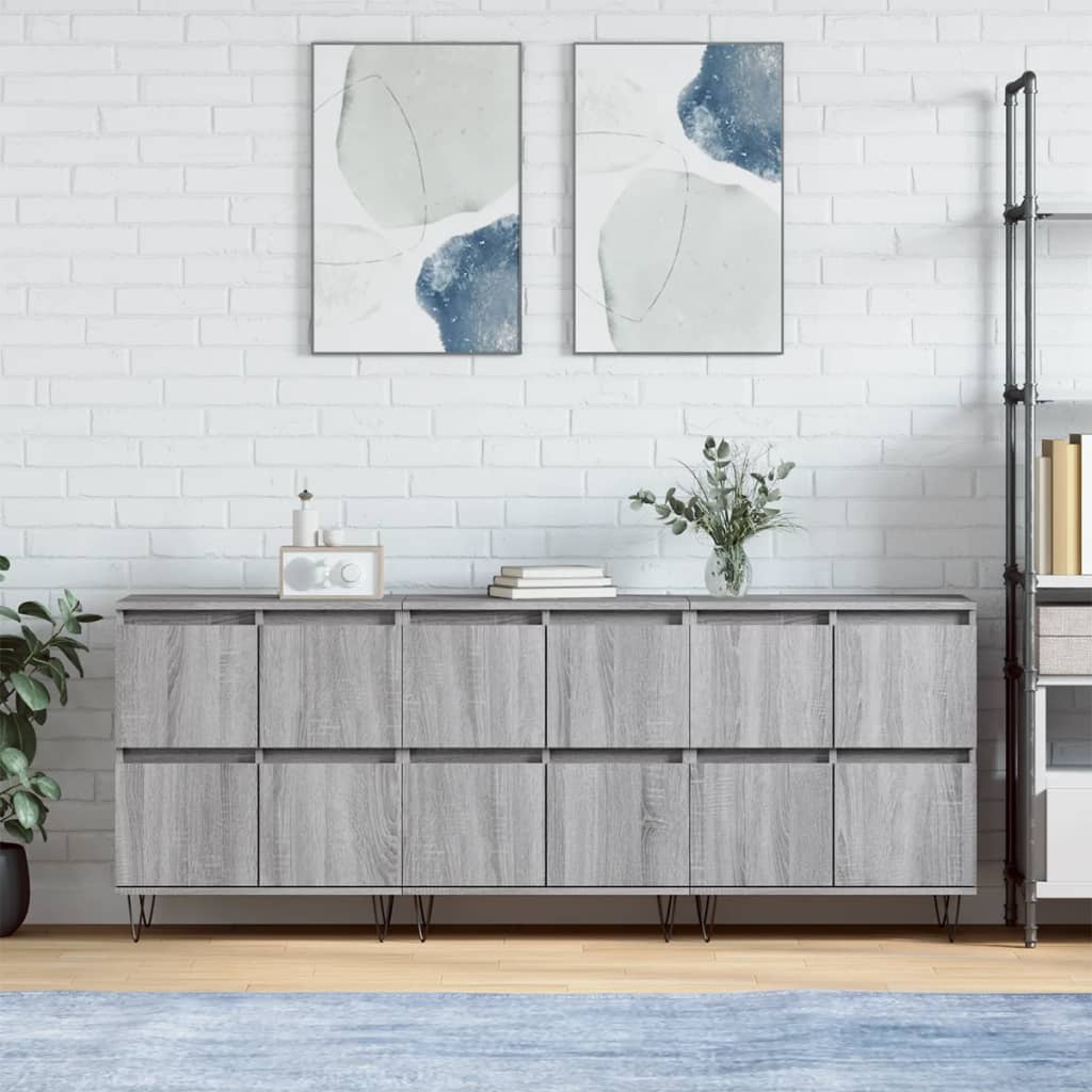 Sideboards 3 pcs Grey Sonoma Engineered Wood