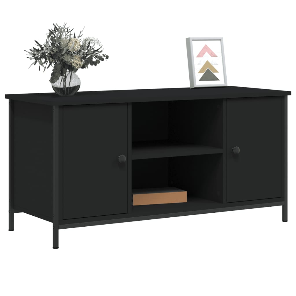 Modern Wooden 40 Inch TV Tele Stand Unit Cabinet With 2 Doors & Open Shelve
