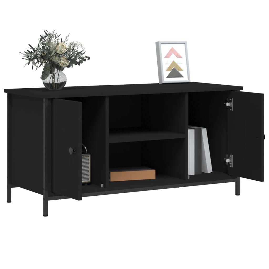 Modern Wooden 40 Inch TV Tele Stand Unit Cabinet With 2 Doors & Open Shelve