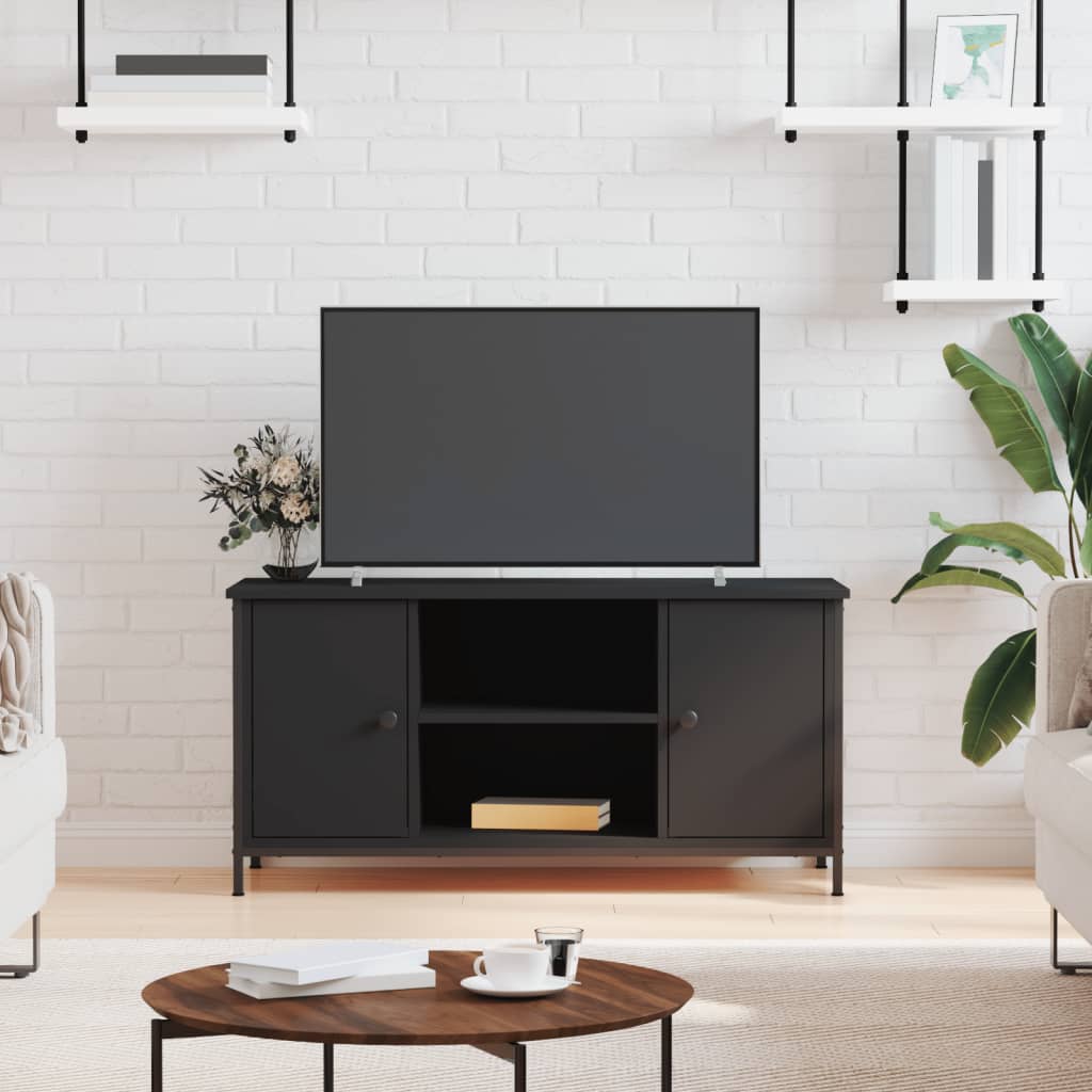 Modern Wooden 40 Inch TV Tele Stand Unit Cabinet With 2 Doors & Open Shelve