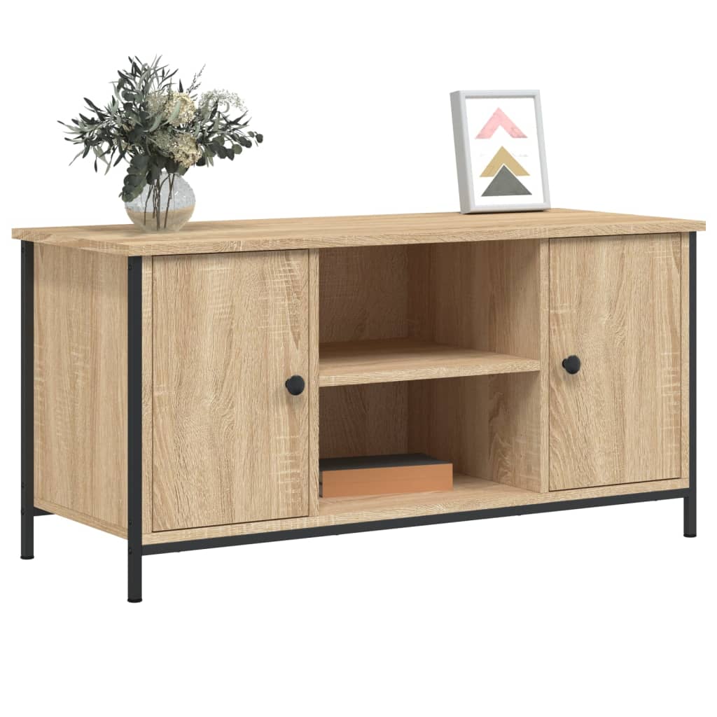 Modern Wooden 40 Inch TV Tele Stand Unit Cabinet With 2 Doors & Open Shelve