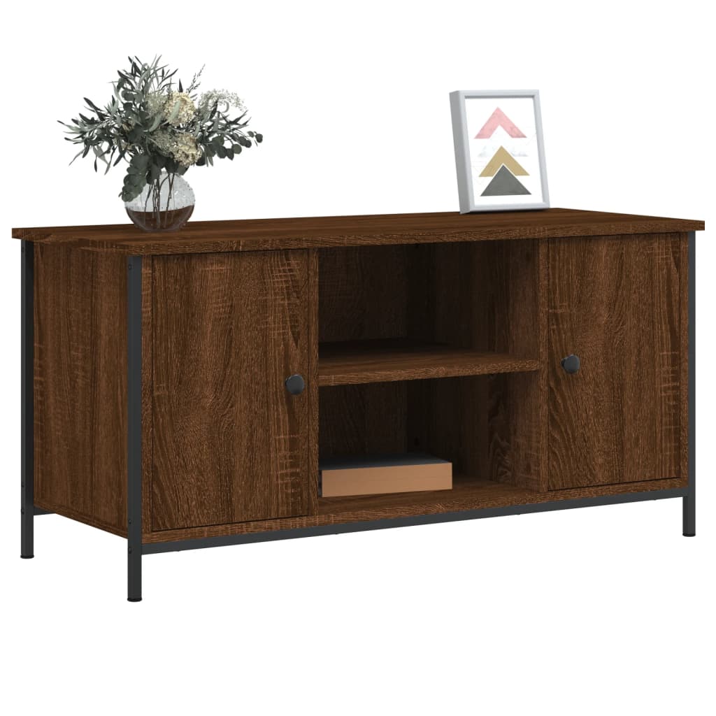 Modern Wooden 40 Inch TV Tele Stand Unit Cabinet With 2 Doors & Open Shelve