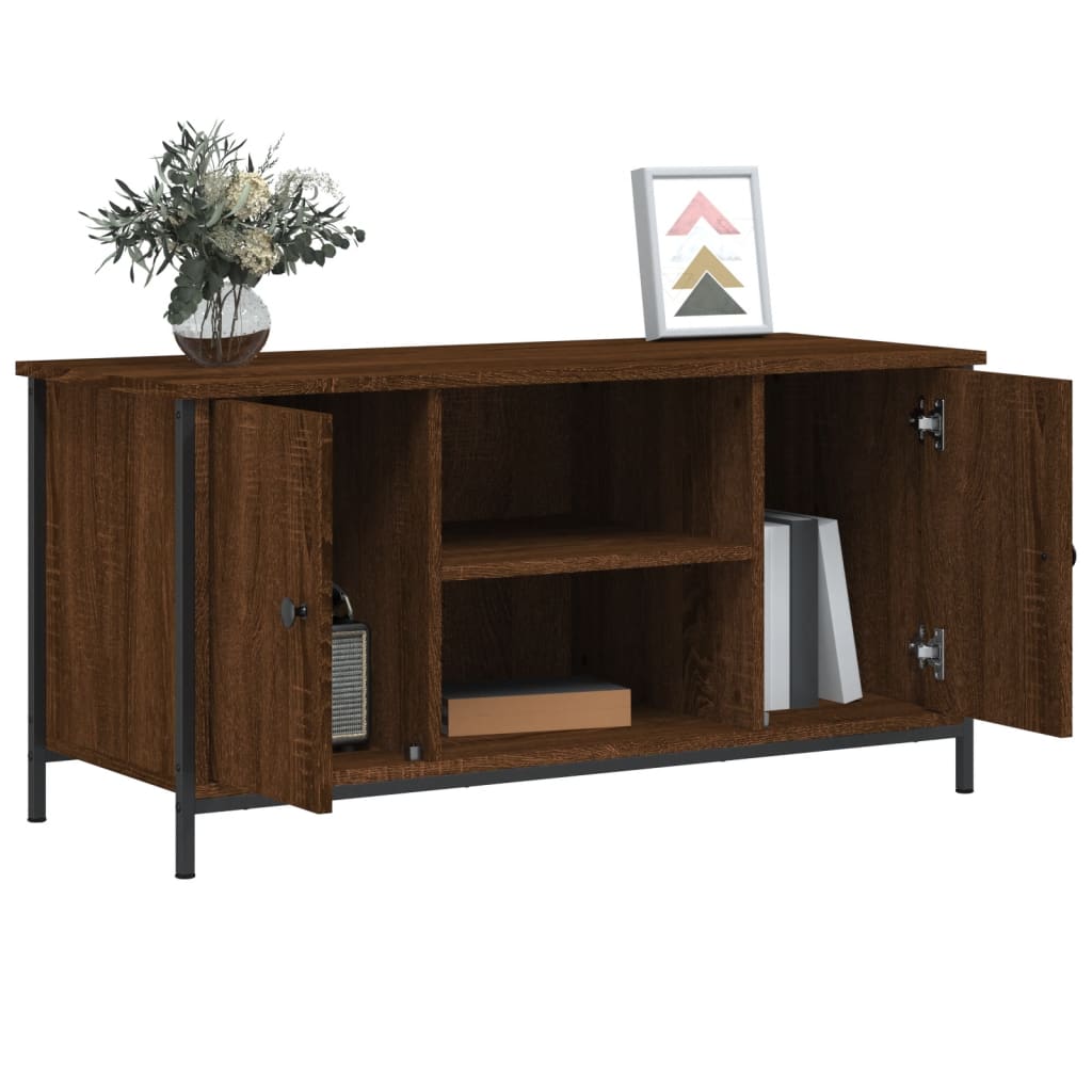 Modern Wooden 40 Inch TV Tele Stand Unit Cabinet With 2 Doors & Open Shelve
