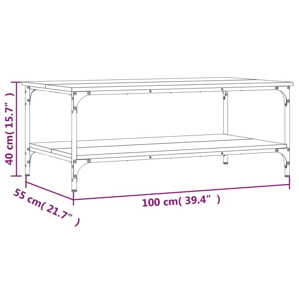 Coffee Table Smoked Oak 100x55x40 cm Engineered Wood