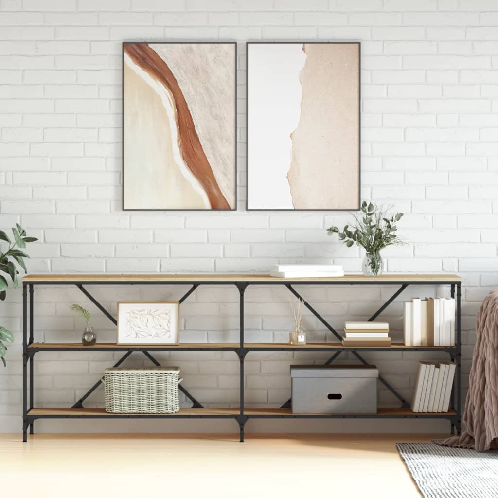 Console Table Sonoma Oak 200x30x75 cm Engineered Wood and Iron