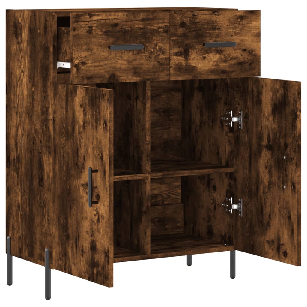 Sideboard Smoked Oak 69.5x34x90 cm Engineered Wood