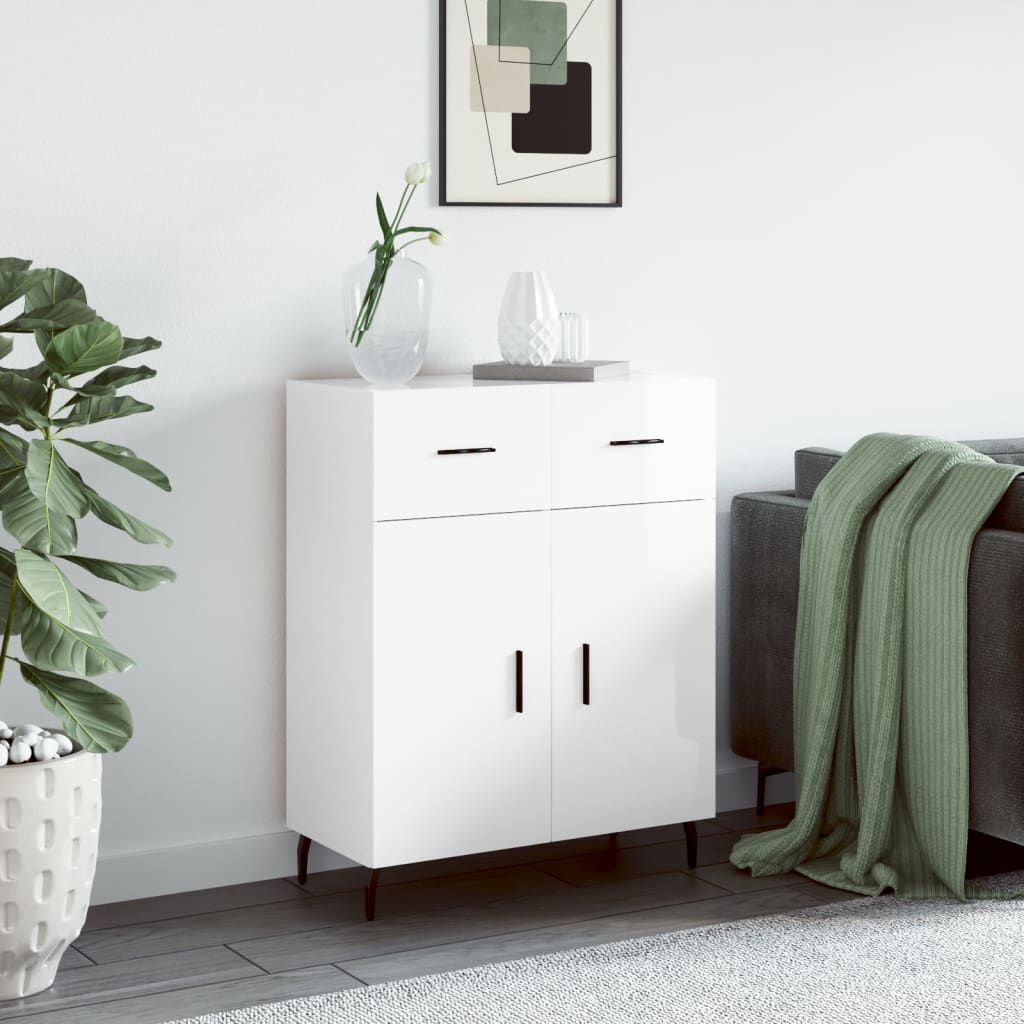 Sideboard High Gloss White 69.5x34x90 cm Engineered Wood