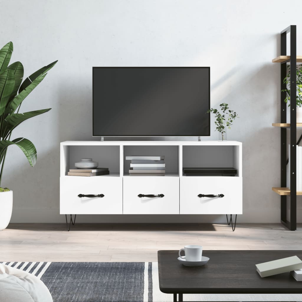 Modern Wooden TV Tele Stand Unit Cabinet With 3 Drawers & Open Storage Compartments