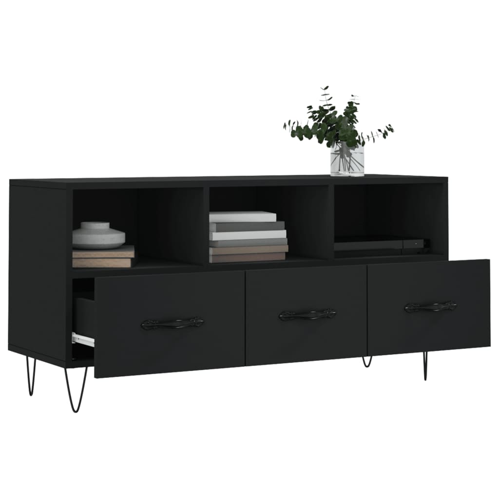 Modern Wooden TV Tele Stand Unit Cabinet With 3 Drawers & Open Storage Compartments