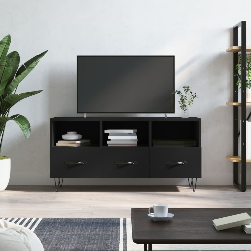 Modern Wooden TV Tele Stand Unit Cabinet With 3 Drawers & Open Storage Compartments