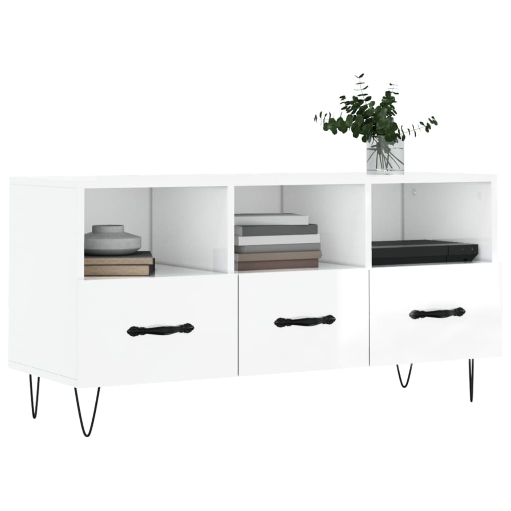 Modern Wooden TV Tele Stand Unit Cabinet With 3 Drawers & Open Storage Compartments