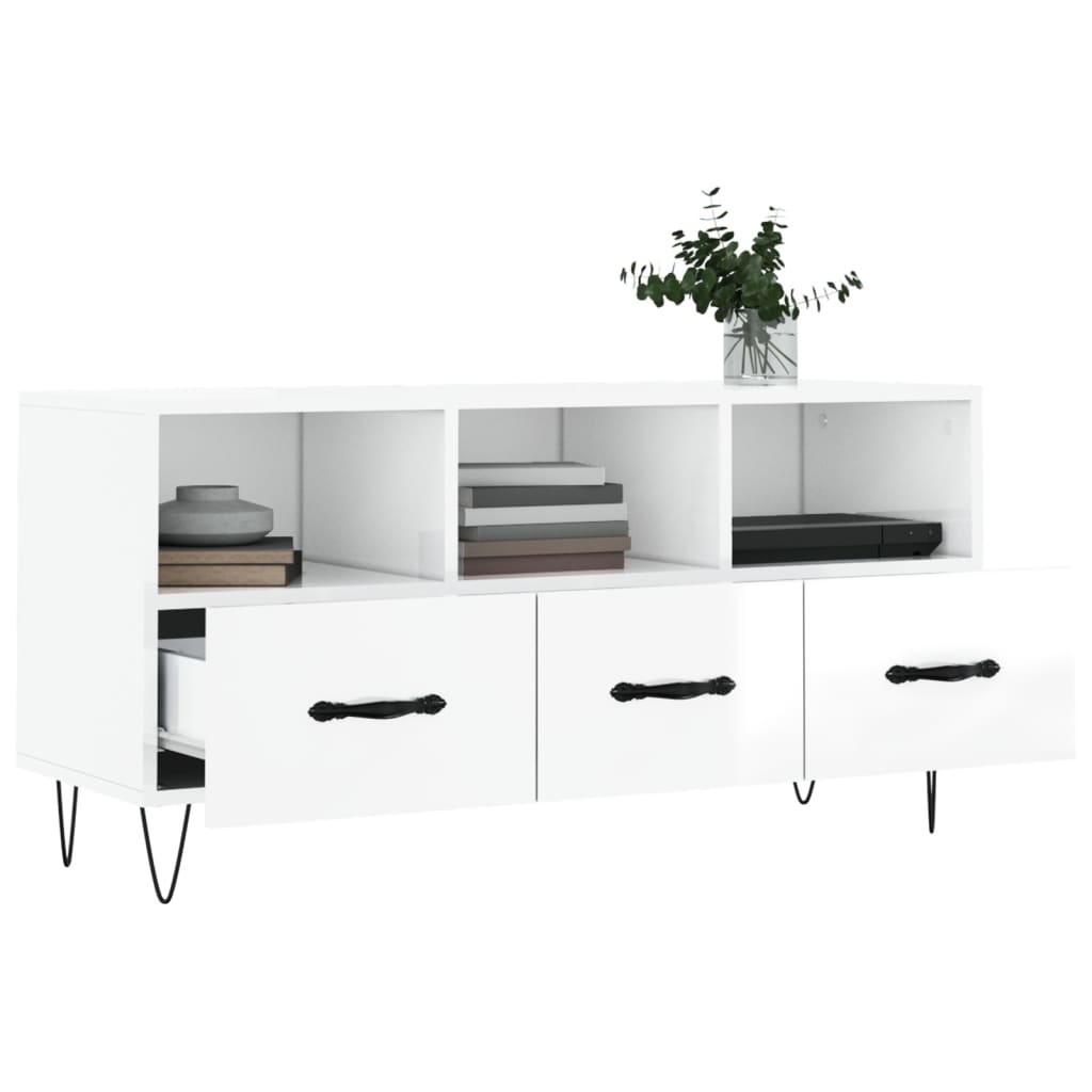 Modern Wooden TV Tele Stand Unit Cabinet With 3 Drawers & Open Storage Compartments