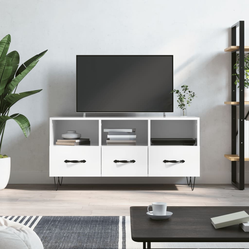 Modern Wooden TV Tele Stand Unit Cabinet With 3 Drawers & Open Storage Compartments