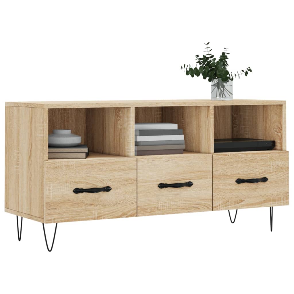 Modern Wooden TV Tele Stand Unit Cabinet With 3 Drawers & Open Storage Compartments